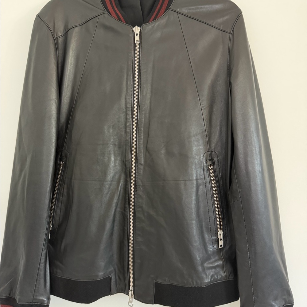 Muubaa Dark Leather Bomber Jacket unisex’s